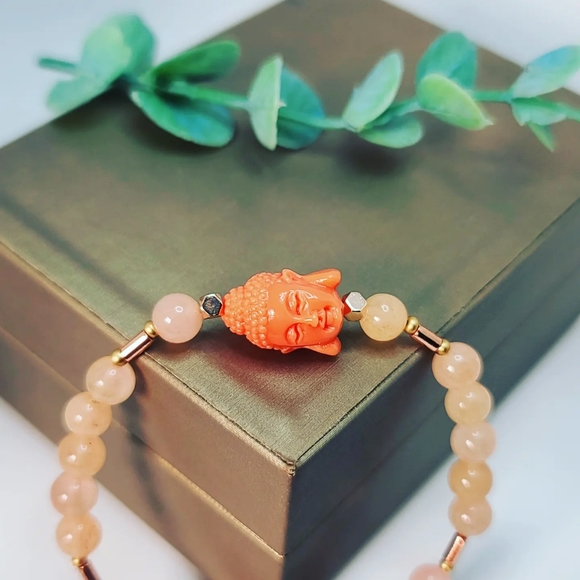 Peach Quartz bracelet 6 mm - Picture 2 of 4